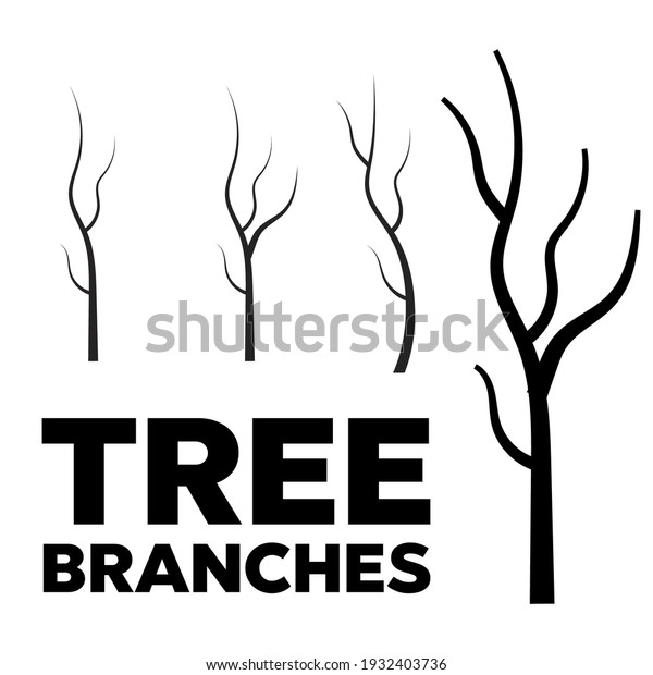 Vintage set of hand drawn tree branches. tree\
branches\
silhouette