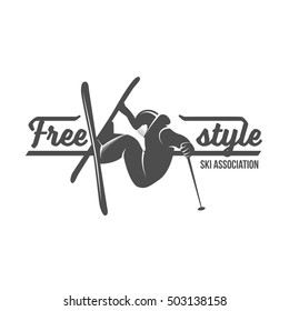 Vintage Ski Freestyle Logo Badge Emblem Stock Vector (Royalty Free