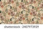 Vintage Style dusty Floral Pattern on cream-colored  Background, Spring Floral, Classic Dainty Floral Seamless Print Design