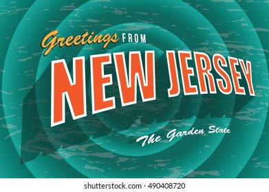 Vintage Style Greeting Card Or Postcard Of New Jersey The Garden State.