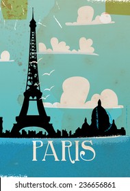 Vintage Style Paris Travel Poster. 