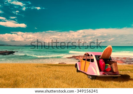 Vintage Sunny Day Holidays Car Formentera Stock Illustration 349156241 ...