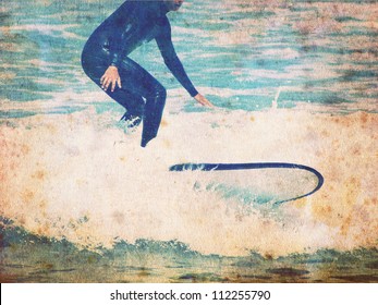 vintage surf background with rider - Powered by Shutterstock