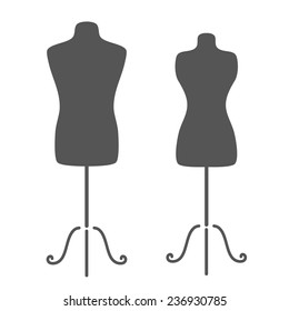 Vintage Tailor's Mannequin For Female And Male Body. Design Template For Label, Banner, Badge, Logo.