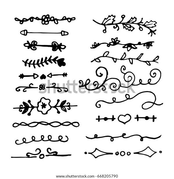 Vintage text dividers. Doodle decorated text\
drawn by hand.\
Illustration
