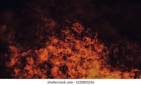 Vintage Texture Of Burn Fire With Particles Embers. Flames On Isolated Black Background. Texture For Banner,flyer,card .