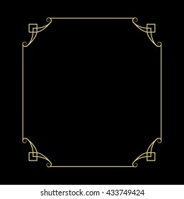 Vintage Thin Gold Frame For Your Design. Vintage Cover. Place For Text.