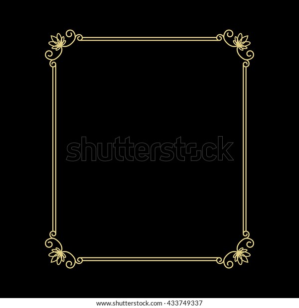 Vintage thin gold frame for your design. Vintage\
cover. Place for\
text.
