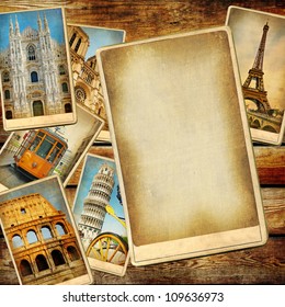 Vintage Travel Background With Blank Page For Text Or Photo