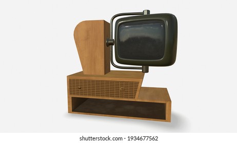Vintage TV from the 1950s isolated over white background - With Clipping Path 3d-illustration3d-rendering