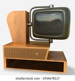 Vintage TV from the 1950s isolated over white background - With Clipping Path 3d-illustration3d-rendering