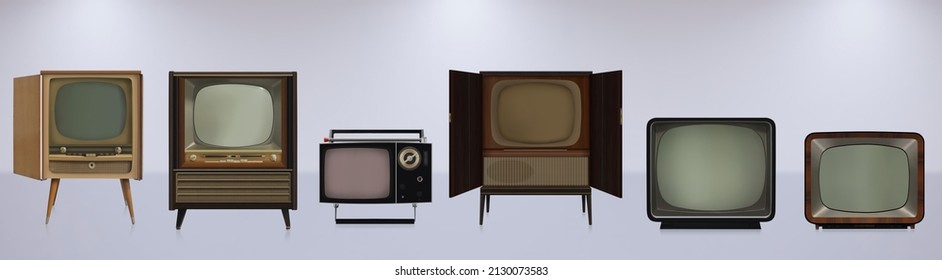 Vintage TV Set Brandless Front Mockup 3D Illustration Is Suitable For Wallpaper Interior And Exterior Design Projects