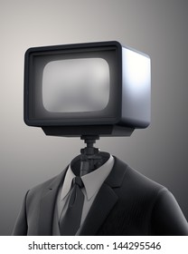 Vintage TV set robot - multimedia concept