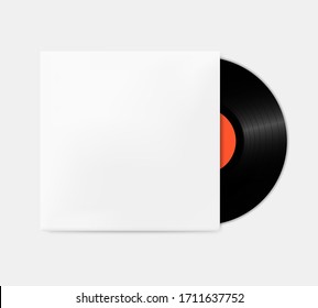 Vintage vinyl records out of the box template. Empty gramophone cover mockup