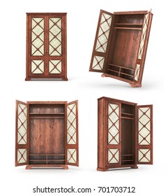 Vintage Wardrobe Set  Isolated 3d Illustration