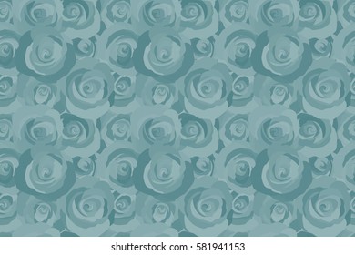 Vintage Watercolor Roses (hand drawn). Raster seamless pattern of abstract blue roses.