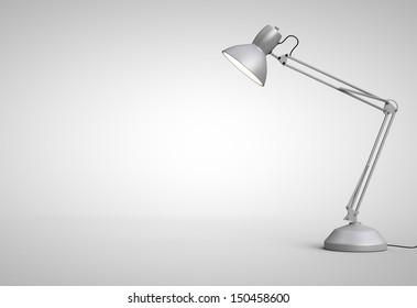 Vintage White Desk Lamp Isolated On Gray