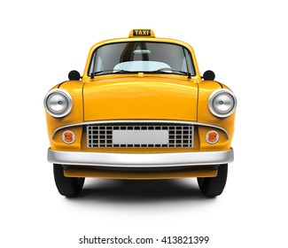 Vintage Yellow Taxi isolated on white background. 3D rendering