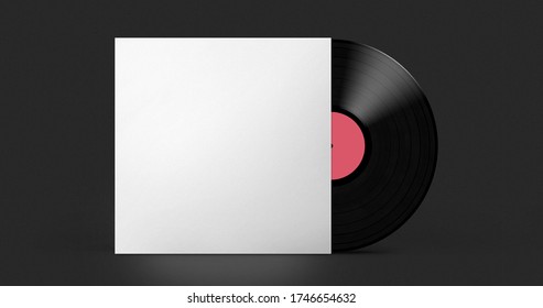 Vinyl Album Template Mock-up On Black Background