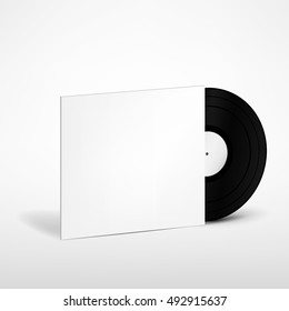 Vinyl Record With Cover Mockup. Illustration