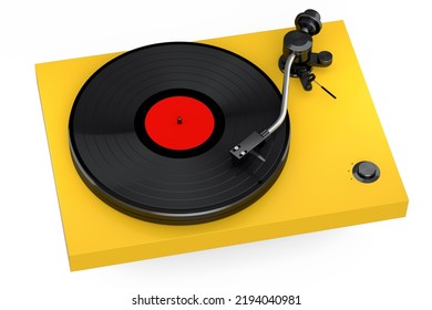 Vinyl record player or DJ turntable with retro vinyl disk on white background. 3d render of sound equipment and concept for sound entertainment. - Powered by Shutterstock