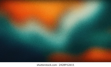 Vinyl Record Texture in Grainy Gradients: Striking Orange and Teal Waves with White Psychedelic Design for Poster - Powered by Shutterstock