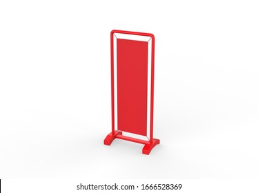 Vinyl Stand-Up Banner Mockup Template Isolated On White Background, 3d Illustration.