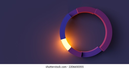 Violet, Blue And Orange Chart Business Diagram Over Violet Background, Abstract Data Visualisation Graph Concept, 3D Illustration