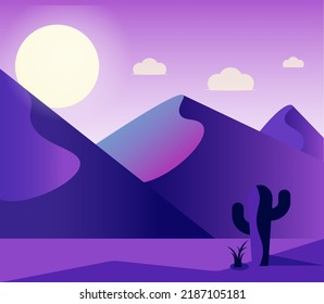 Violet Desert Digital Illustration Adobe Illustrator 