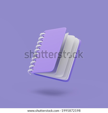 Violet empty notepad on pastel background. Simple 3d render illustration.