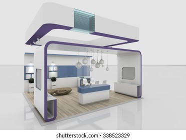 Violet Exhibition Stand 3D Rendering