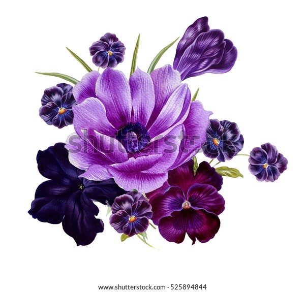 Illustration De Stock De Bouquet De Fleurs Violettes à L