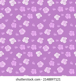 Violet Rose Flower Seamless Pattern 300DPI Raster 