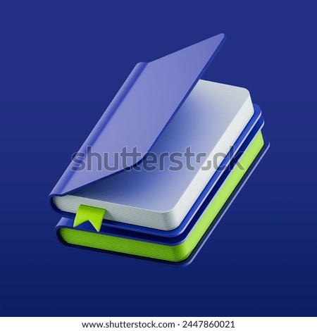 Violet two empty notepads on pastel background. Simple 3d render illustration.