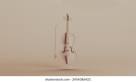 Violin classical musical instrument strings viola audio neutral backgrounds soft tones beige brown 3d illustration render digital rendering - Powered by Shutterstock