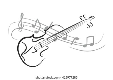 A Violin Sketch With Notes.
