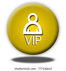Vip button, isolated, 3d illustration