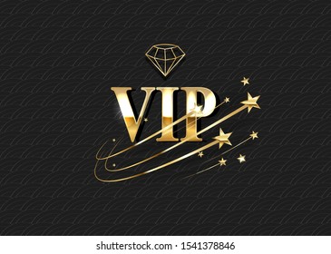 VIP Club Invitation Template. Luxury 3d Logo With Golden Gradient Frame. Privilege, Premium Membership Card Design Idea. Realistic Private Club Emblem On Glamorous Background