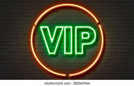 VIP lounge neon sign on brick wall background - Powered by Shutterstock