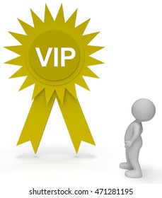 Vip Rosette Representing Very Important Person 3d Rendering