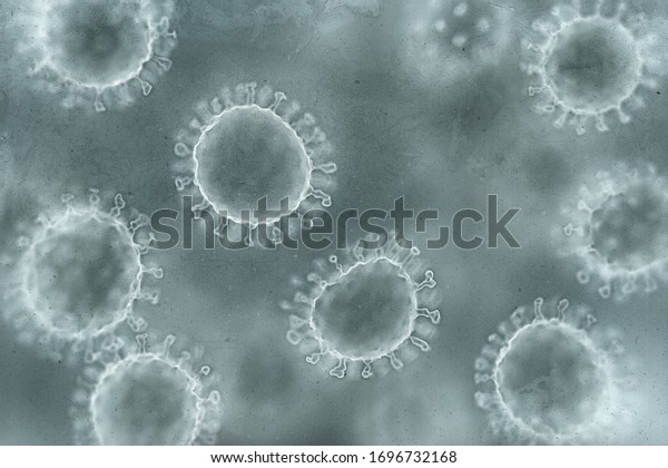 Viral structure. Viral particle\
is made up of a nucleus of nucleic acid (DNA or RNA) surrounded by\
a protein coat. Conceptual illustrative virus. 3D\
illustration.