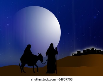 Virgin Mary Joseph On Track Belem Stock Illustration 64939708 ...