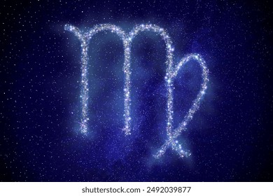 Virgo zodiac sign made of stars on night sky - Powered by Shutterstock