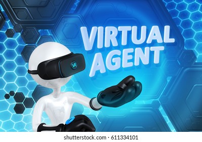 Virtual Agent Original 3d Character Illustration 库存插图 611334101 ...
