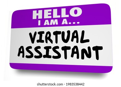 Virtual Assistant Hello I Am Name Tag Sticker Self Employed Job Gig 3d Illustration