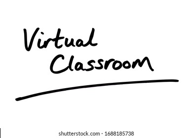 Virtual Classroom Heading Handwritten On A White Background.