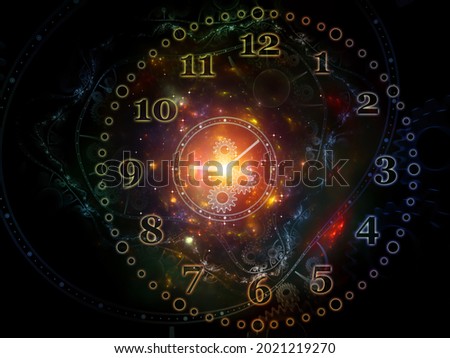 Virtual Clocks. Faces of Time series. Design made of clock dials and abstract elements to serve as background for projects on science, education and modern technologies