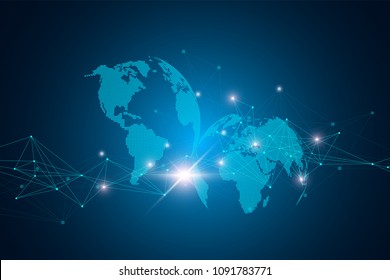 Virtual Graphic Background Communication with World Globe. A sense of science and technology. Digital data visualization, illustration