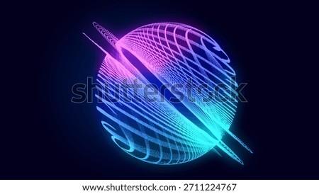 Virtual information space. Particle flow in cyberspace. 3D