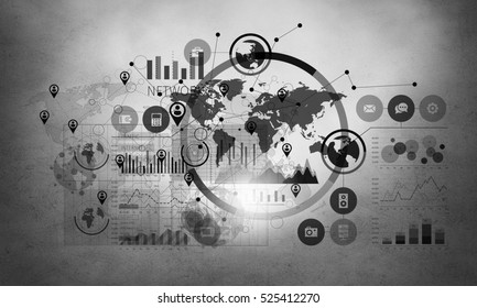 Virtual interface background . Mixed media